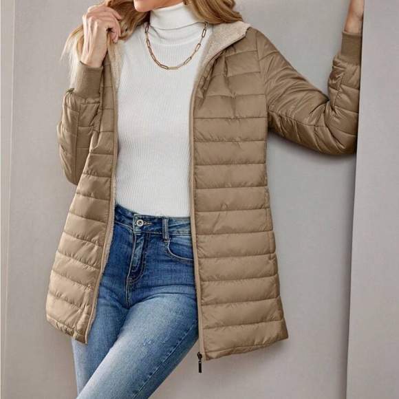 Luxe quilted teddy lined hooded jacket - Picture 8 of 16